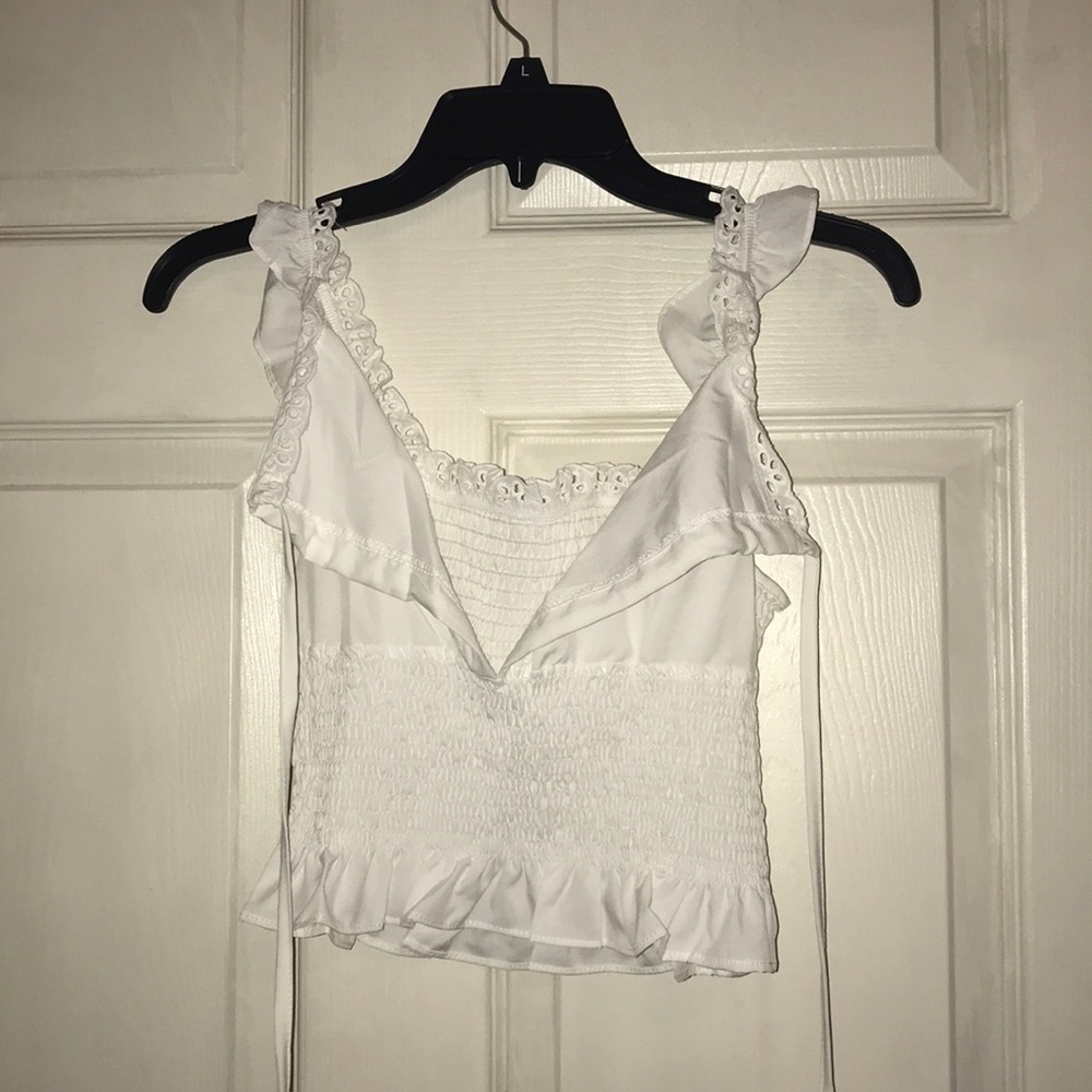 Cute white tie up cropped shirt